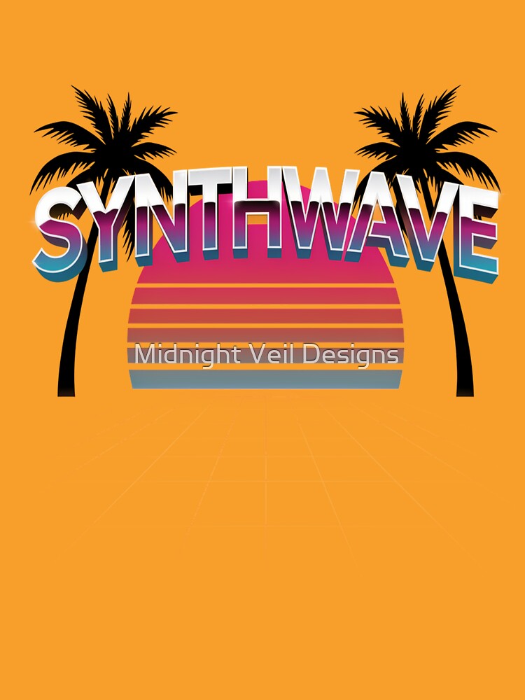 Synthwave – Neon Retro 80s Sunset Grid Design by Midnight Veil Designs