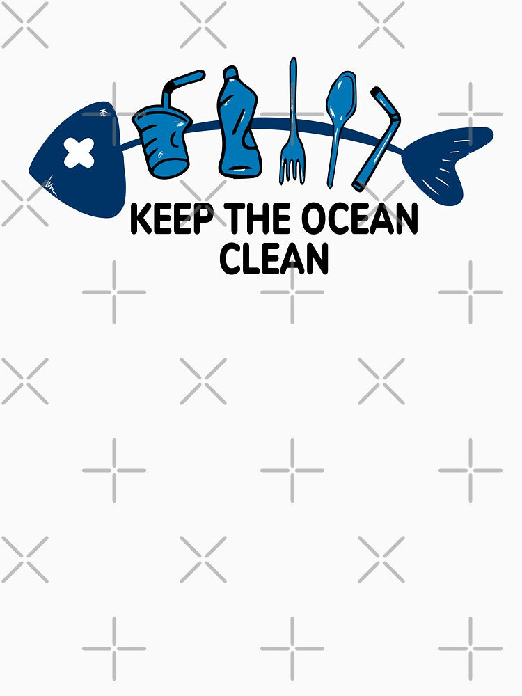 Keep The Ocean Clean – Anti-Plastic Fishbone Eco Awareness Design by The High Hippo