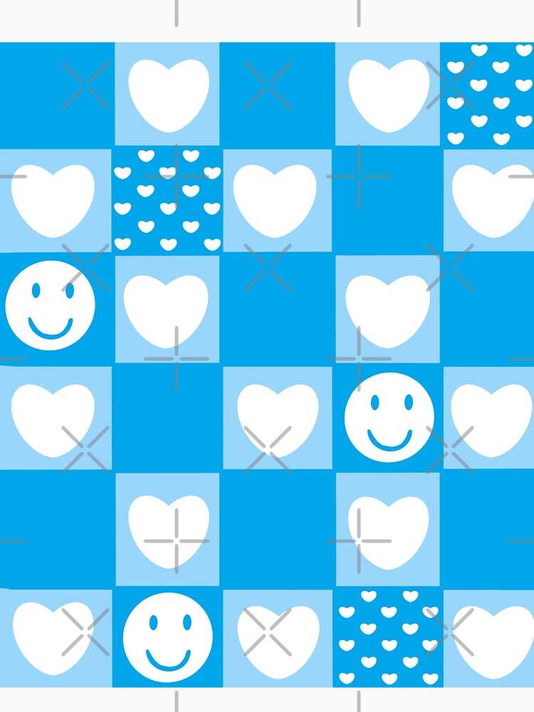 checkered print hearts pattern blue by mariahmoniquedesign