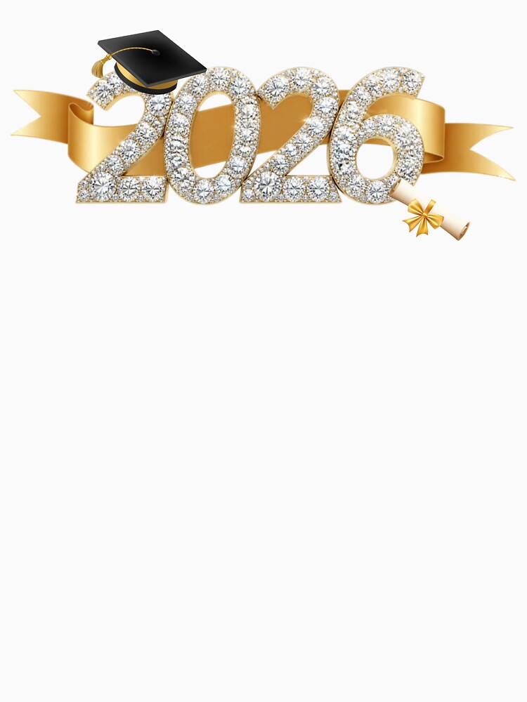 Graduate 2026 with Diamonds, Black Graduation Hat & Gold Ribbon by JeweledDesigns