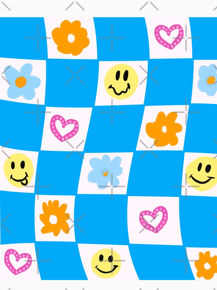 blue checkered pastel danish Danish Pastel, Preppy Art, preppy Blue, Preppy Dorm, Preppy Dorm Room, by mariahmoniquedesign