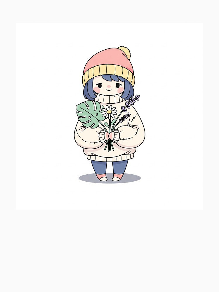 Cozy Plant Parent Aesthetic - Soft Pastel Character with Botanical Flowers by Somlata07