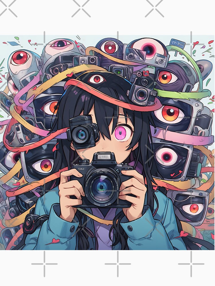 Cameras and Creepy Eyes Anime Girl by bubblegoth