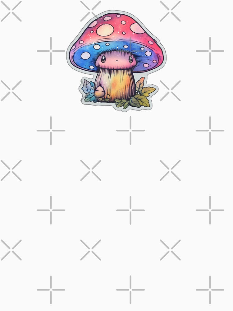 Sad Anime Mushroom | Black Watercolour | Happy, Cute, Nature, Kawaii, Woods, Forest by FantasySoul