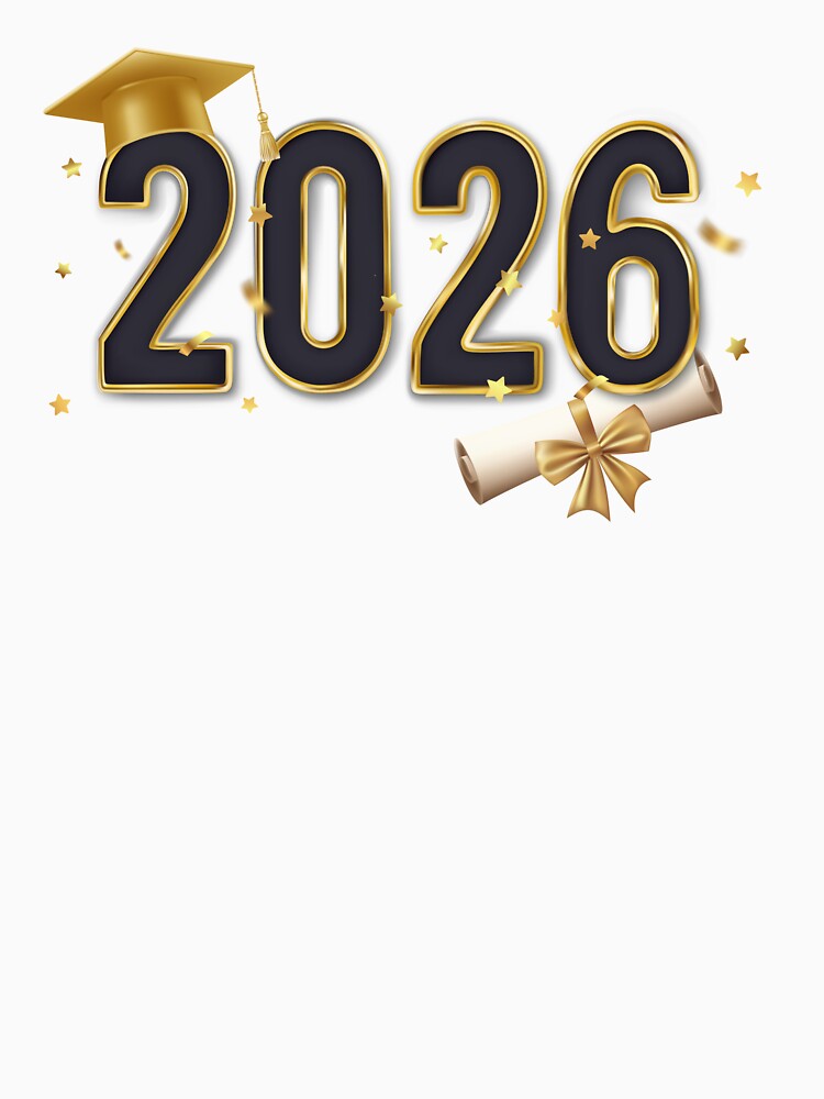 Graduate 2026 with Gold Graduation Hat & Gold Star Confetti by JeweledDesigns