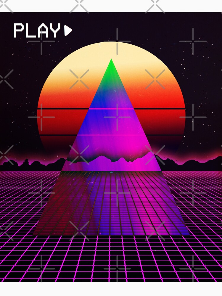 Aesthetic Synthwave Outrun Style Grid Sunset sunrise Design design by D-C-Designs