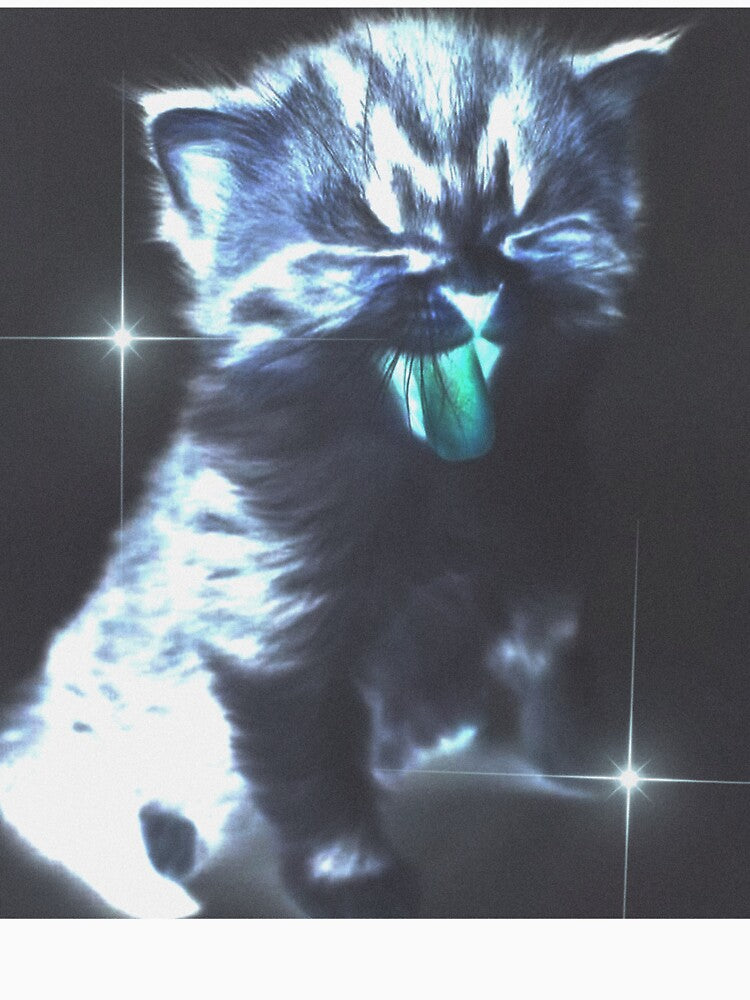 Neon Tongue Cat – Surreal Glowing Kitten Art by Небесный котенок