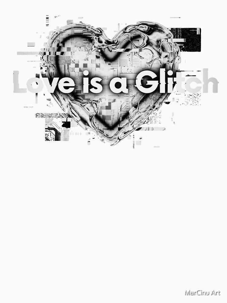 Love is a Glitch Chrome Heart Cyberpunk Y2K Aesthetic by MarCinu Art