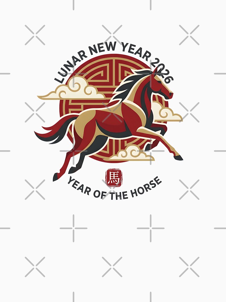 Year of the Horse 2026 – Lunar New Year Minimal Horse Design by Gretatheerens