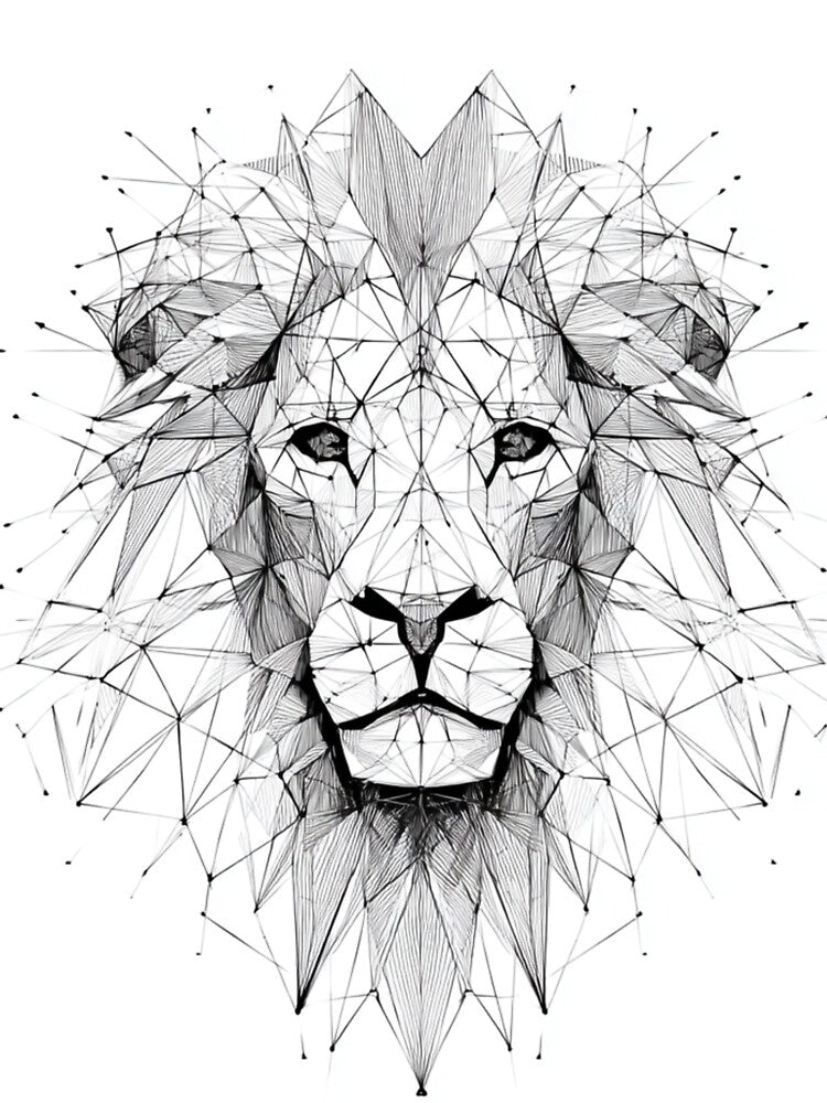 Geometric Lion Constellation Line Art | black and white by TypoArtPrints