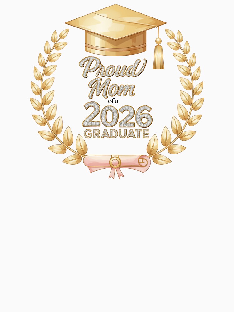 Proud Mom of a 2026 Graduate with Royal Laurel Motif, Diploma & Diamonds by JeweledDesigns