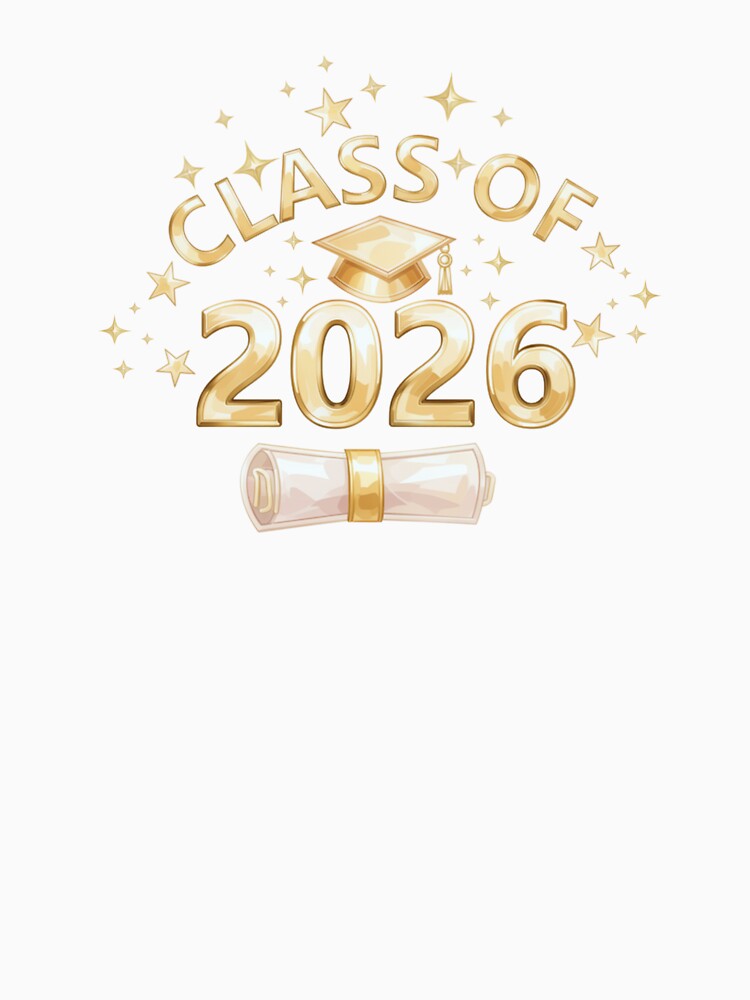 Class of 2026 Graduate with Gold Graduation Hat, Diploma & Stars by JeweledDesigns