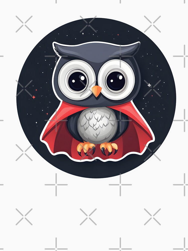 Cute Owl with Red Cape Under Night Sky by CharmingQuill