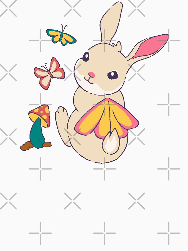 Kawaii Cottage Core Rabbit and mushroom - Fairycore by Paperfly Studio