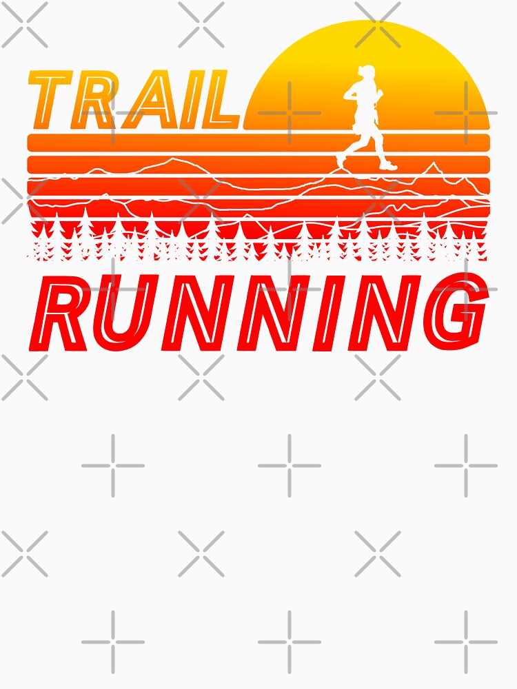 Trail running in orange sunset with mountains and forest by wejollydigitals