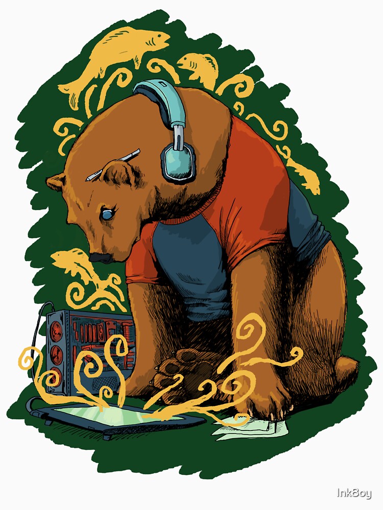 Art Bear Dreams of Fish by Ink8oy