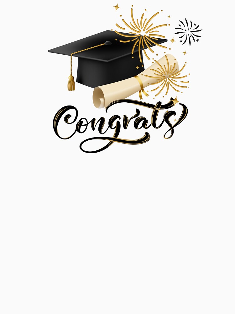 Congrats Graduate with Black Graduation Hat & Fireworks II by JeweledDesigns