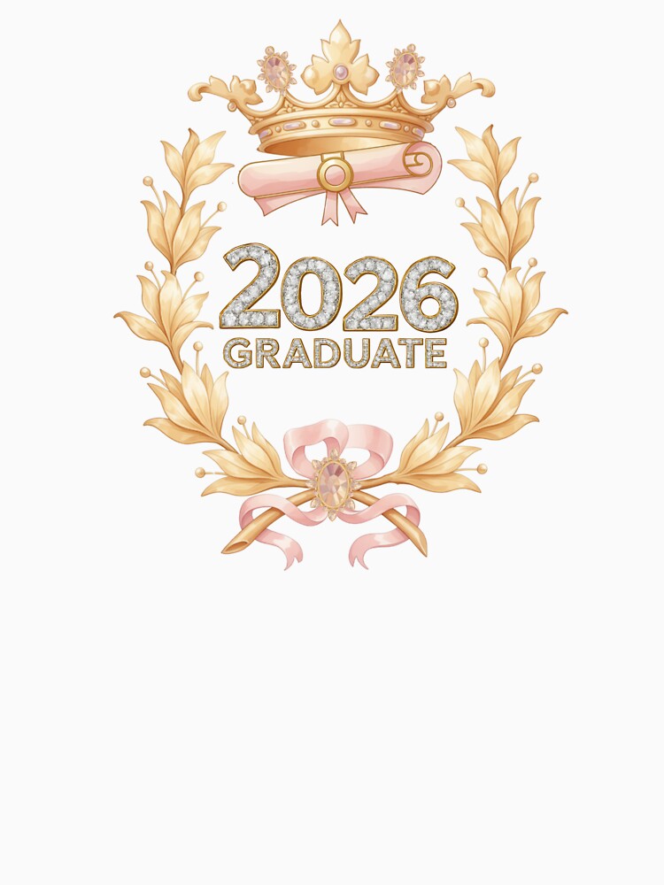 2026 Graduate with Royal Laurel Motif, Crown, Pink Bow & Diamonds by JeweledDesigns