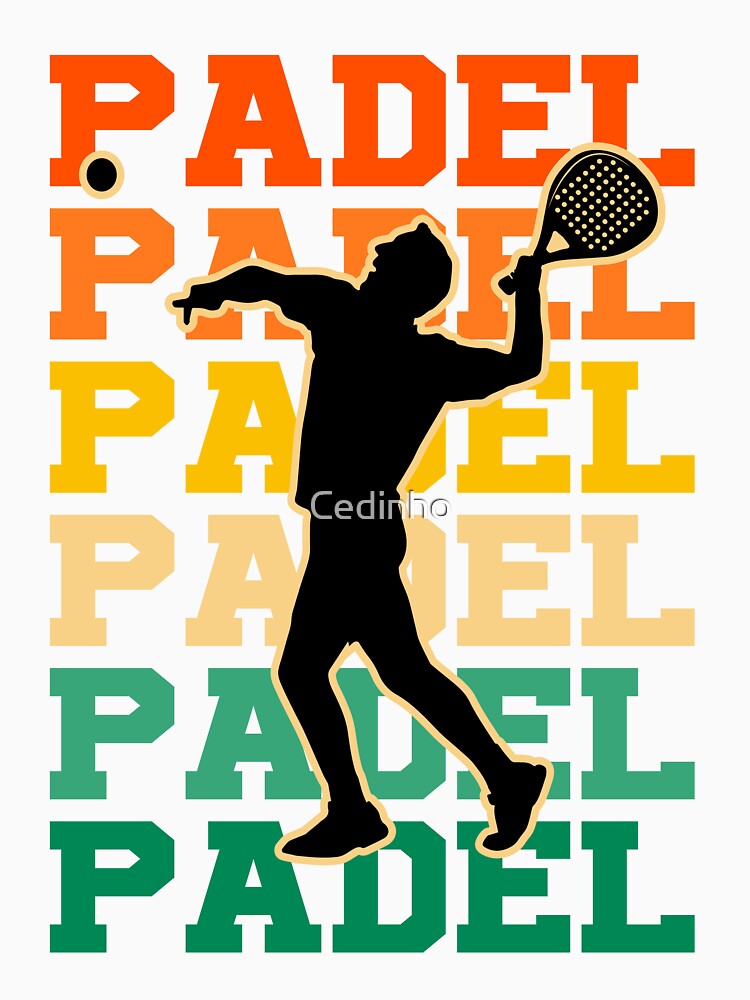 Retro padel player smashing in front of net on padel field by Cedinho
