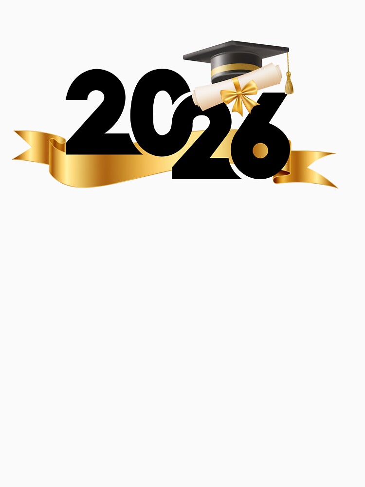 Copy of Graduate 2026 (Offset) with Black Graduation Hat, Diploma & Gold Ribbon by JeweledDesigns