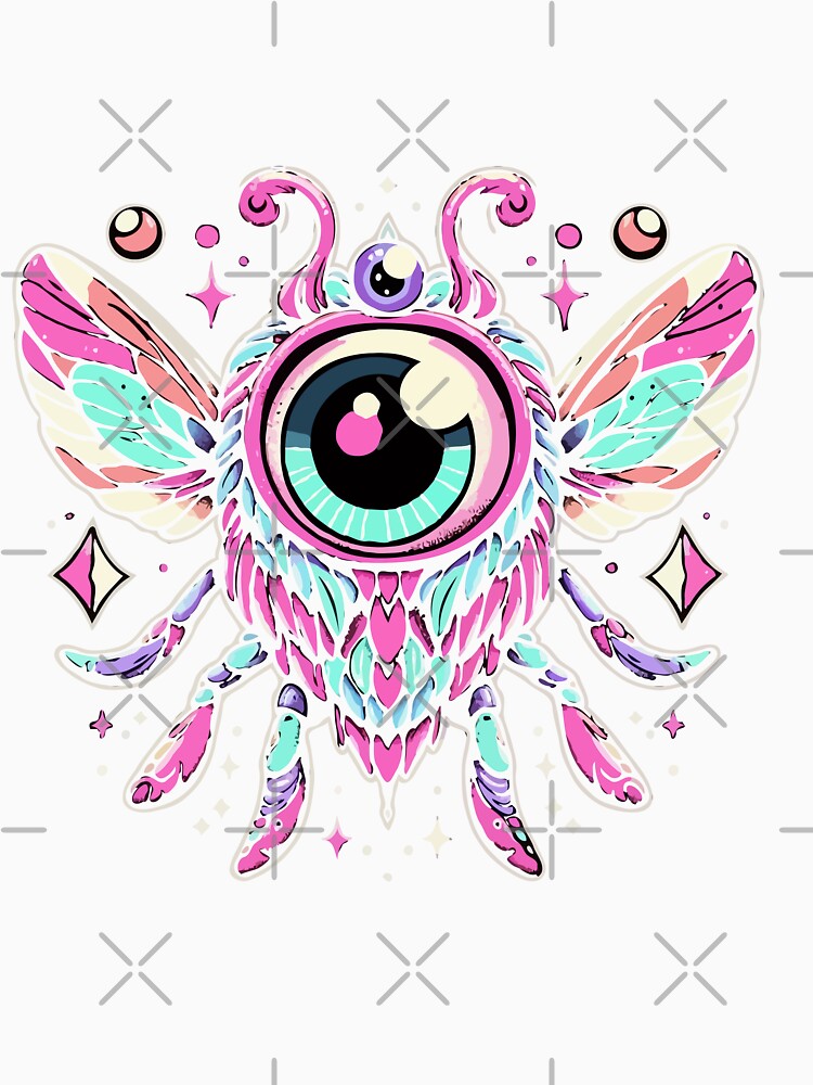 Kawaii Pastel Goth Winged Eyeball by Emegan Print Art