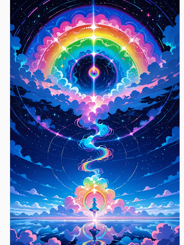 Surreal Cosmic Eye and Rainbow Clouds – Dreamcore Psychedelic Art by Xynith