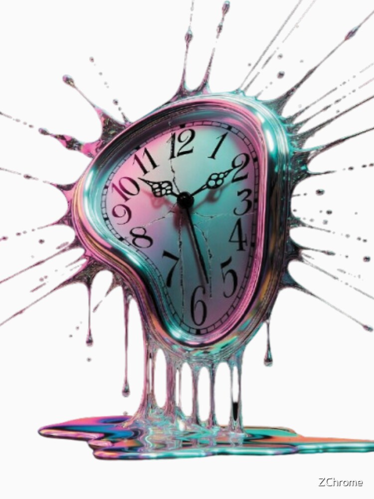 Melting Time – Surreal Iridescent Clock Art | Abstract Time Aesthetic by ZChrome
