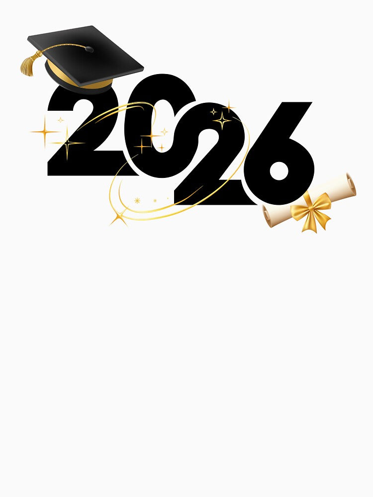 Graduate 2026 (Offset) with Black Graduation Hat & Gold Stars by JeweledDesigns