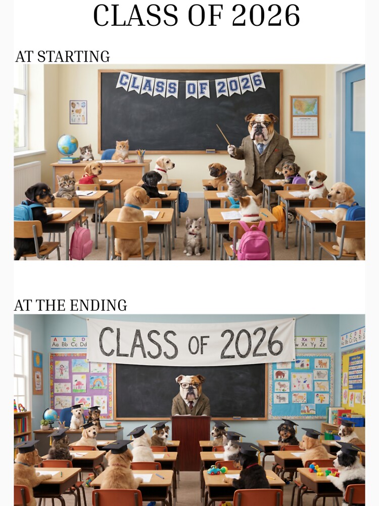 Class of 2026 Funny Dogs Graduation Classroom by SubhAksara