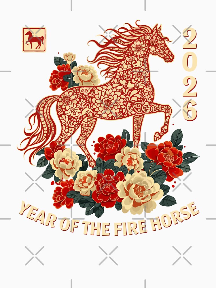 Year Of The Fire Horse 2026 Chinese Zodiac by MerchDeviant