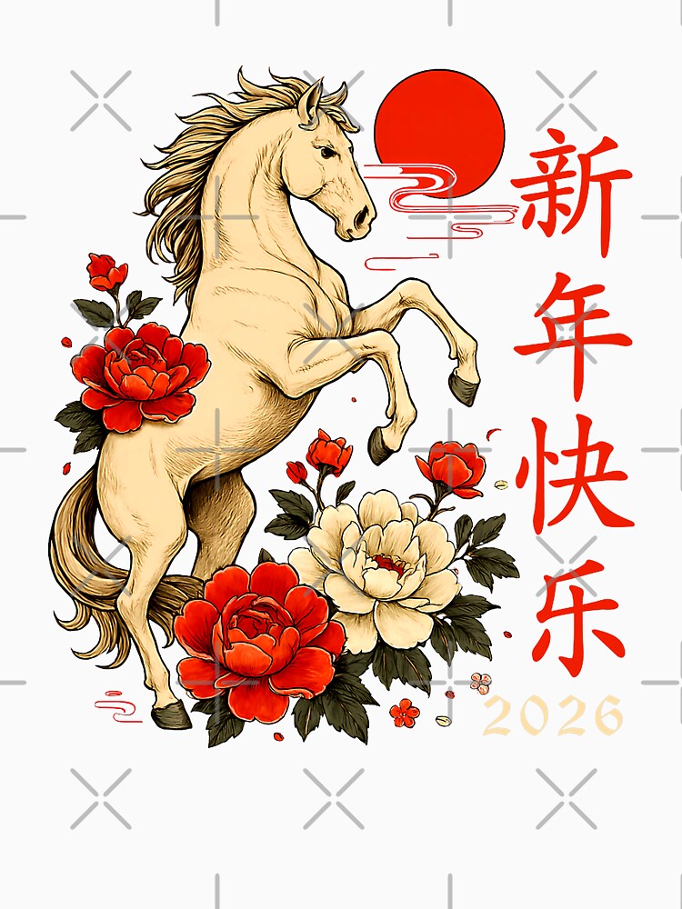 Happy New Year 2026 Chinese Lunar Year Horse by MerchDeviant