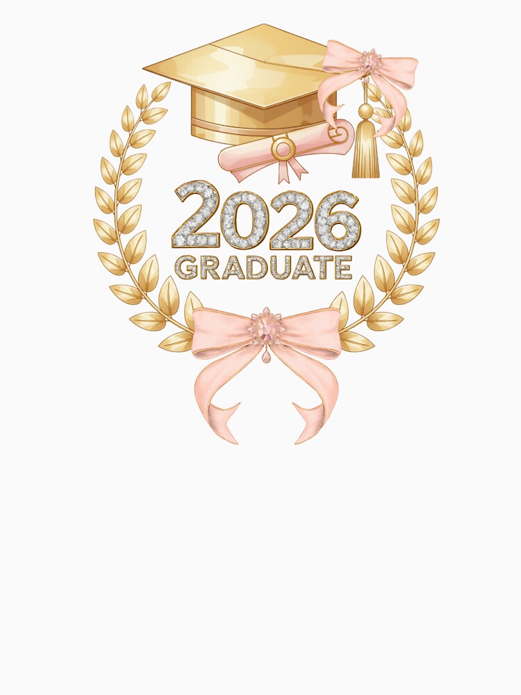 2026 Graduate with Royal Laurel Motif, Pink Bow & Diamonds by JeweledDesigns