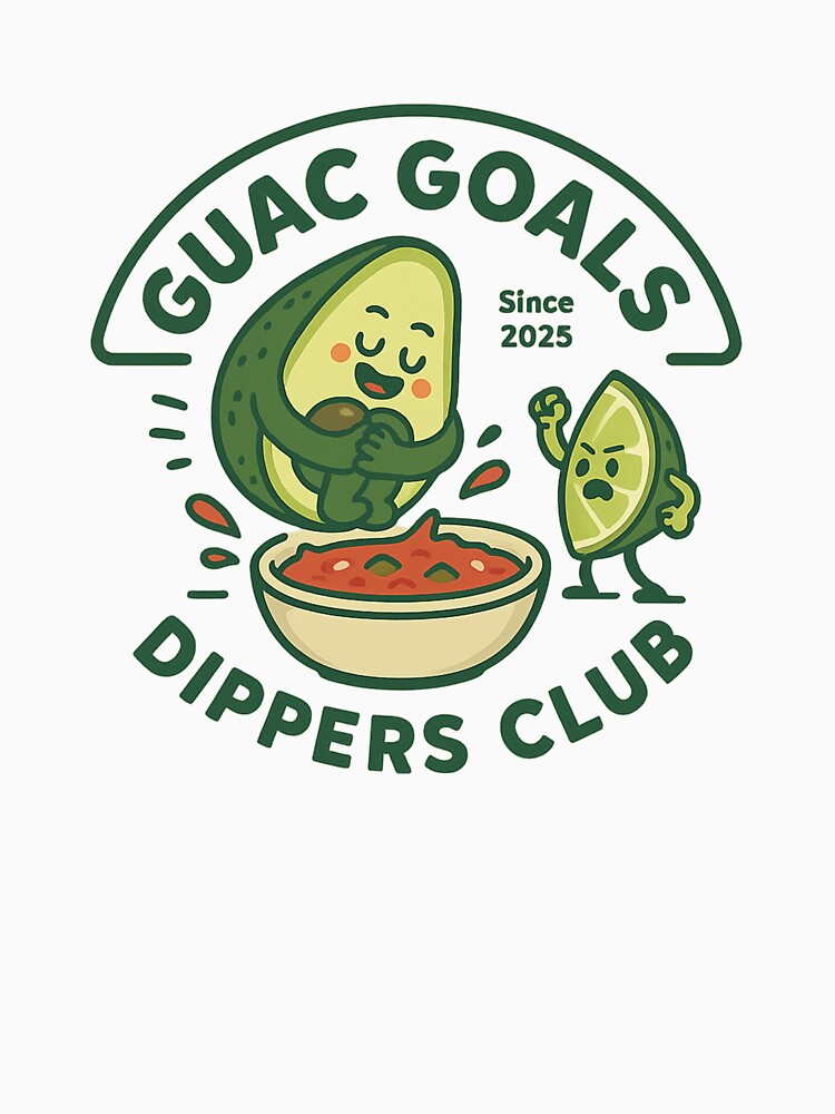 Guac Goals - Dippers Club Avocado & Salsa T-Shirt by POD DYNASTY | Original Print On Demand T-Shirt Graphics