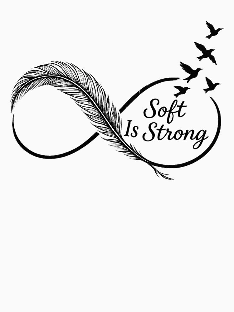 Soft Is Strong – Feather Infinity Tattoo Design with Birds by Ink&Earth Studio