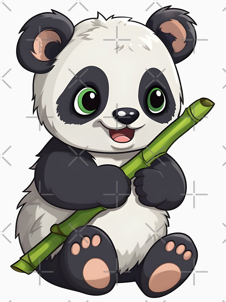 Cute panda - Baby panda - Bamboo stick - Sweet panda - Playfful panda - Happy bear cub sticker by StickerForDays