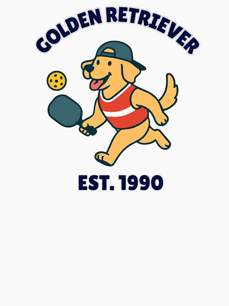 Funny Golden Retriever Pickleball Player Retro Athletic Style - Est 1990 by "Positive Vibes & Daily Lifestyle"