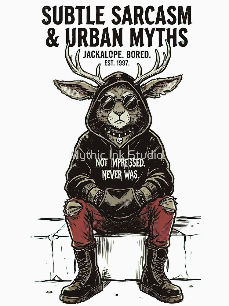 Mall Goth Jackalope Avoiding The Sun - Y2K Emo Cryptid by Mythic Ink Studio