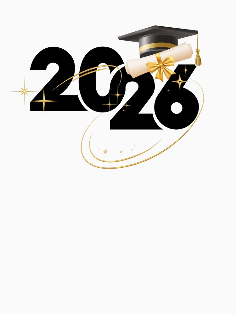 Graduate 2026 (Offset) with Black Graduation Hat & Diploma with Gold Stars by JeweledDesigns