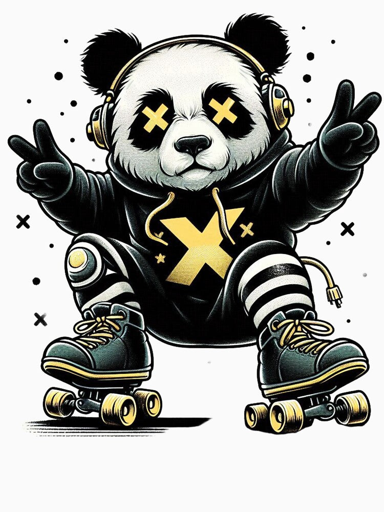 Cool Panda with Headphones and Hoodie by .LessuX.