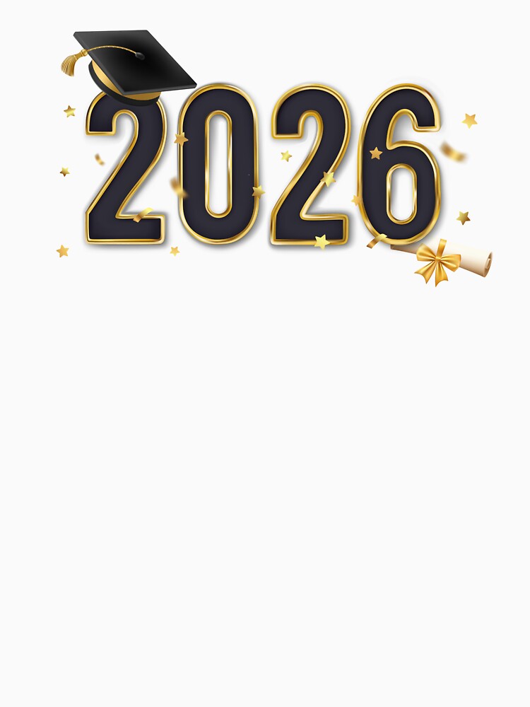 Graduate 2026 with Black Graduation Hat & Gold Star Confetti by JeweledDesigns
