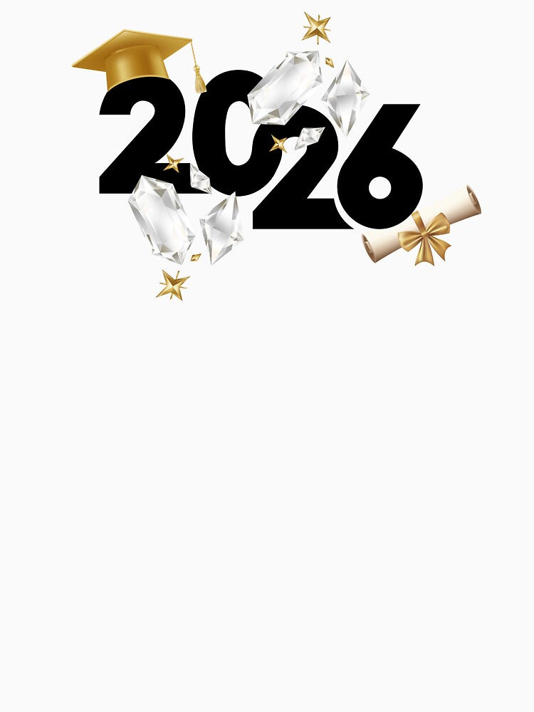Graduate 2026 (Offset) with Diamonds, Stars & Gold Graduation Hat by JeweledDesigns