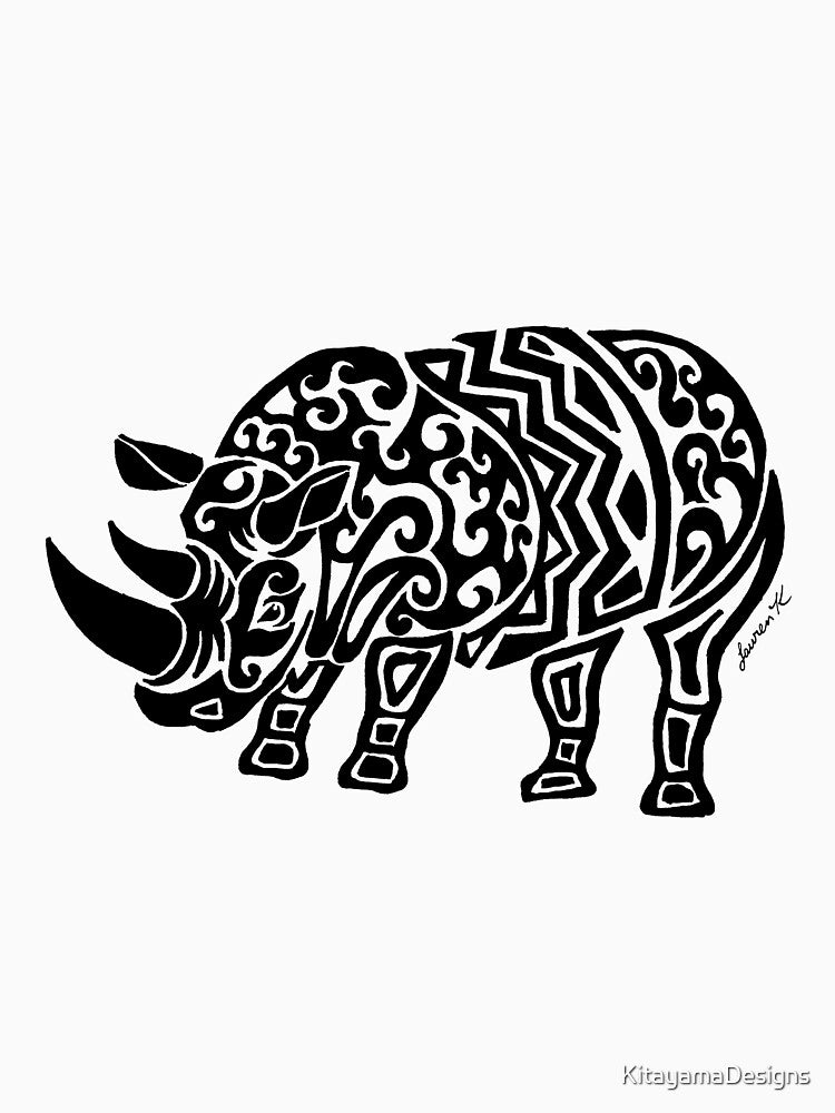 Black Rhinoceros - Tribal Design by KitayamaDesigns