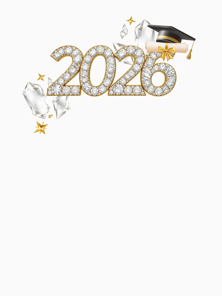Graduate 2026 with Diamonds, Stars & Black Graduation Hat by JeweledDesigns