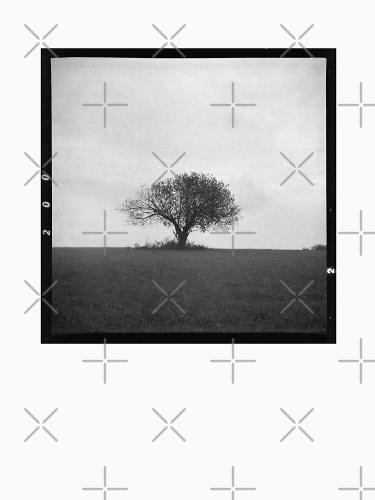 Lone Tree on the Field - Classic Black and White Analog Photography by ArtBuk