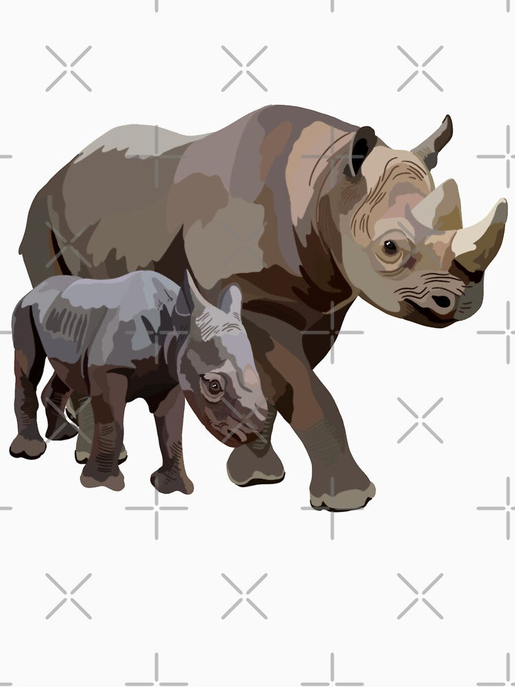 B is for Black Rhino,Black Rhino Illustration – Powerful and Endangered African Wildlife Artwork by PrettylittlepastelUk