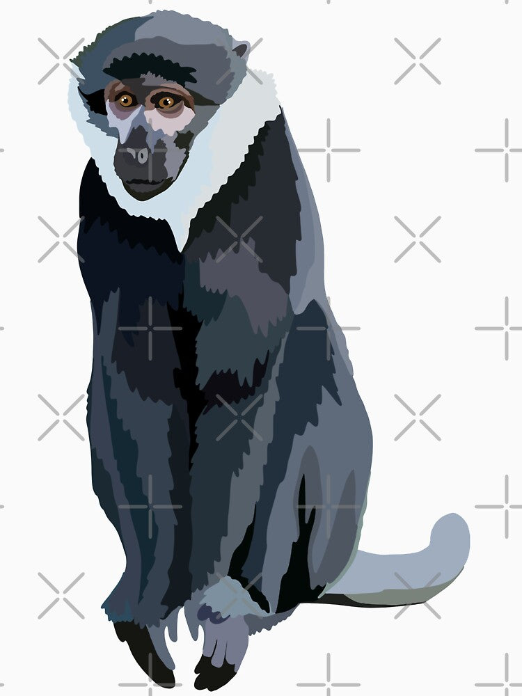 L is for Lehoest Monkey,Lehoest’s Monkey Illustration – Unique Primate Art for Wildlife and Nature Lovers by PrettylittlepastelUk