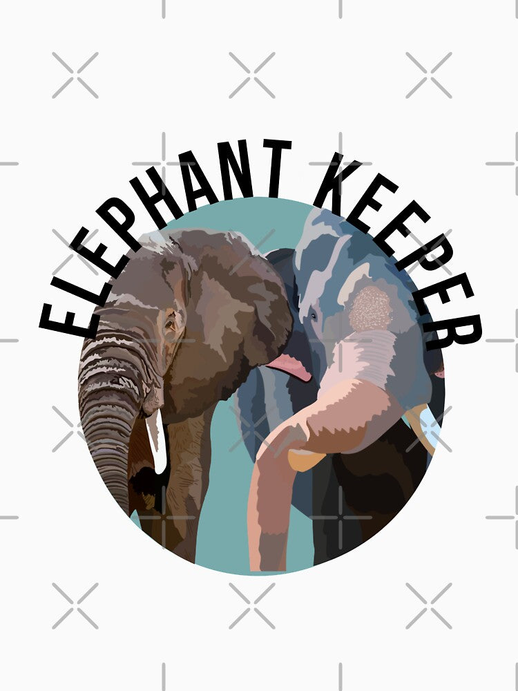E is for Elephant Keeper,Elephant Keeper Design – Dedicated Care and Conservation of Gentle Giants Artwork by PrettylittlepastelUk