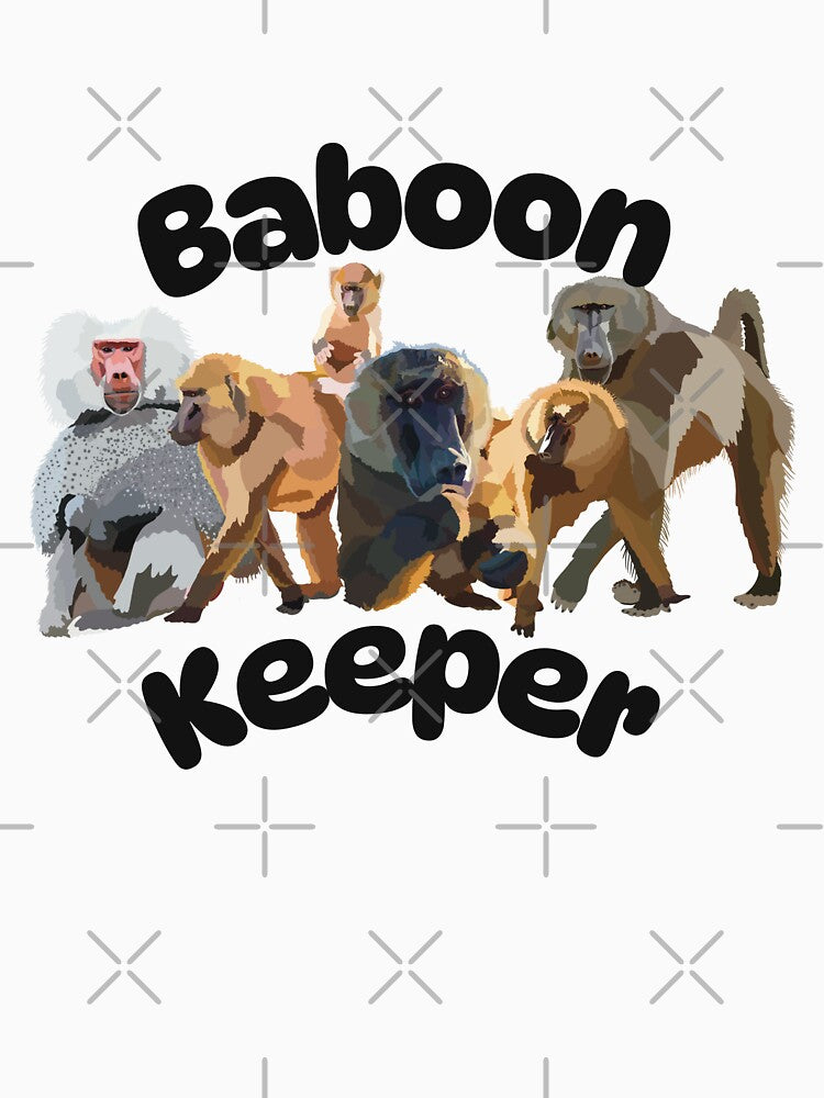 B is for Baboon Keeper,Baboon Keeper Design – Dedicated Care and Conservation of Social Primates Artwork by PrettylittlepastelUk