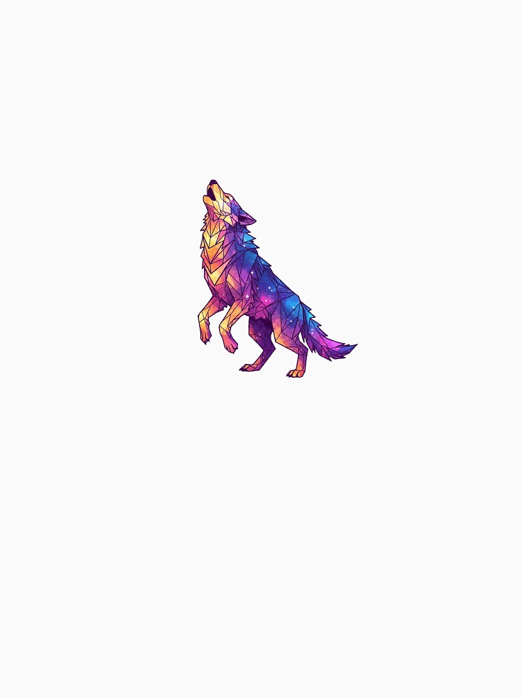 Cosmic Howling Wolf – Geometric Low-Poly Galaxy Digital Art Illustration for Stickers, Apparel, Prints, and Home Decor by Cosmic Critters Decals