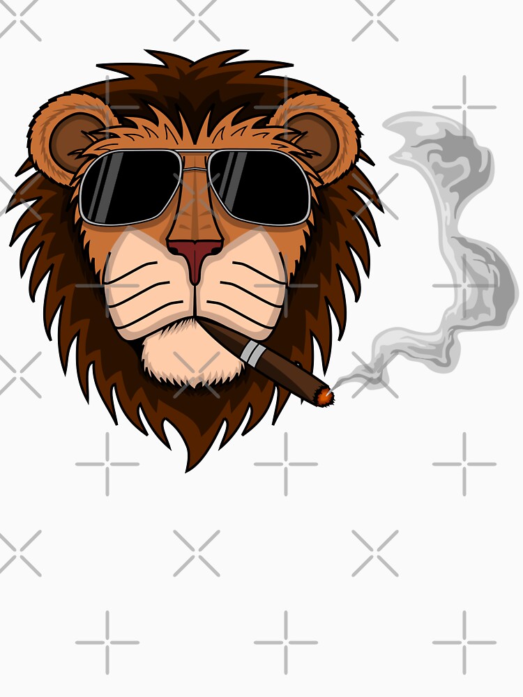 African lion head wearing glasses and smoking by BASTOFE